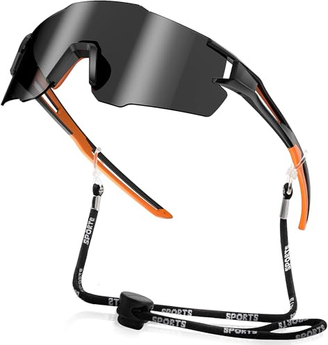 HENMI Polarisierte Fahrradbrille Herren Damen - [23g TR-90 Super Leicht] UV400 Sport Sonnenbrille mit Verstellbaren Nasenpad & Bügel, Laufbrille für Radsport, Laufen, Outdoor-Sport