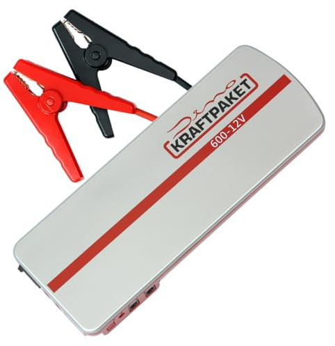 Dino KRAFTPAKET 12V-600A Starthilfegerät 66.6Wh 18000mAh | KFZ Starthilfe Powerbank für Diesel & Benziner | Autobatterie Motorradbatterie |Blei-Säure, GEL, EFB, AGM-Batterie | Für Auto Motorrad Boot