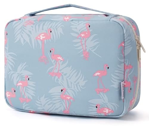 Narwey Kulturtasche Damen - Kulturtasche Zum Aufhängen, Kulturbeutel für Damen & Herren Kosmetiktasche - Waschtasche (Flamingo)
