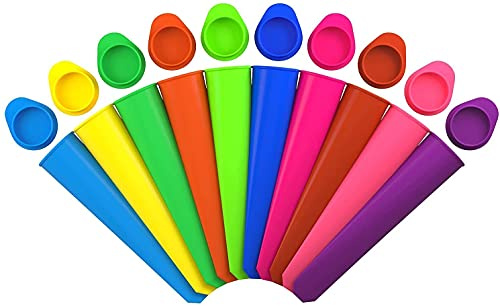 iNeibo Eisformen Silikon bpa frei 10 Stück Eisformen eis am stiel Wassereis formen tüten Eisform en Wassereis mit Deckel Silikonform Eistüten wiederverwendbar popsicle Eisform für Wassereis