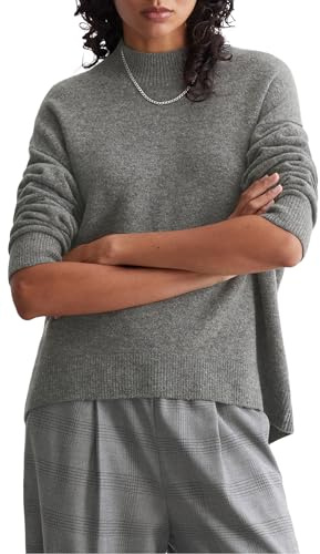 Marc O'Polo Denim Damen Strickpullover mit Stehkragen elegant, Grau (Dark Shadow Melange), XXS