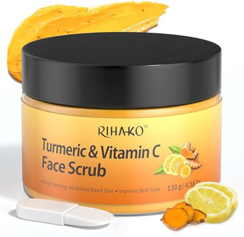 Gesichtspeeling Kurkuma Vitamin C, Kurkuma Peeling Gesichtspeeling Vitamin C Peeling Mikrodermabrasion Gesichtspeeling zum Entfernen abgestorbener Haut, dunkler Flecken, zum Reinigen der Poren