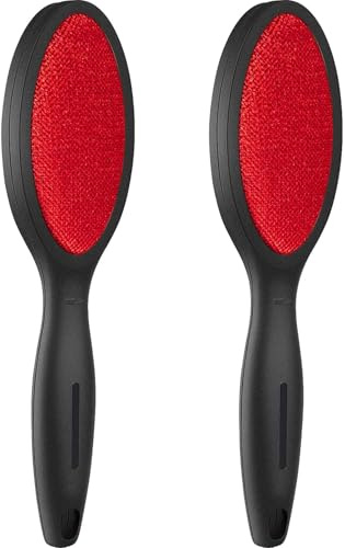 2er Set Professionelle Fusselbürsten für Tierhaare & Kleidung – Doppelseitige Velours- & Silikonbürste, Wiederverwendbarer Flusenentferner mit 5000+ Mikroborsten für Sofa, Auto & Textilien