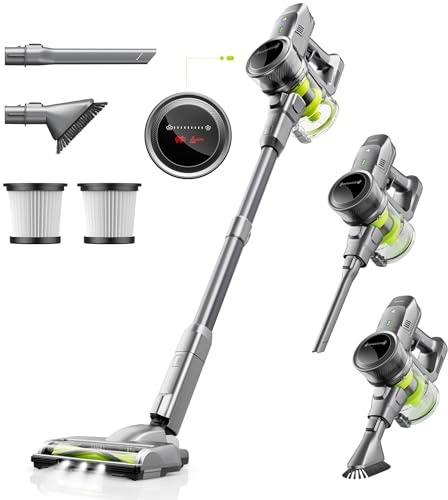 kalado Akku Staubsauger, 27000Pa Leichter Staubsauger kabellos, 250W bürstenloser Motor, Abnehmbarer Akku hält 45 Minuten, großer 1000ML-Staubbecher für Harte Böden, Marmorfliesen, Tierhaare