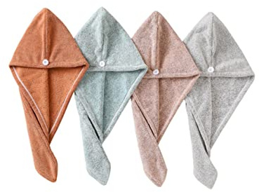 FRCOLOR Haartrockenhaube Aus Bambuskohle Schnelltrocknend Und Super Saugfähig Verdicktes Handtuch Für Damen Und Herren Beugt Haarausfall Und Frizz