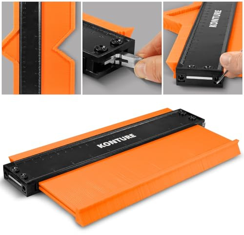 Eaxus® Profi Konturenlehre mit Feststeller - Konturen Schablone Duplikator zum Übertragen von Schnittverläufen - 27,6 x 13 x 1,8 cm