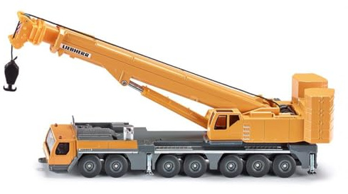 Siku 1886 Mobilkran Liebherr, 1:87, Metall/Kunststoff, Gelb | Bewegliche Teile, Ausfahrbare Stützen, Funktionierende Seilwinde, Drehbarer Kranarm, Reifen aus Gummi