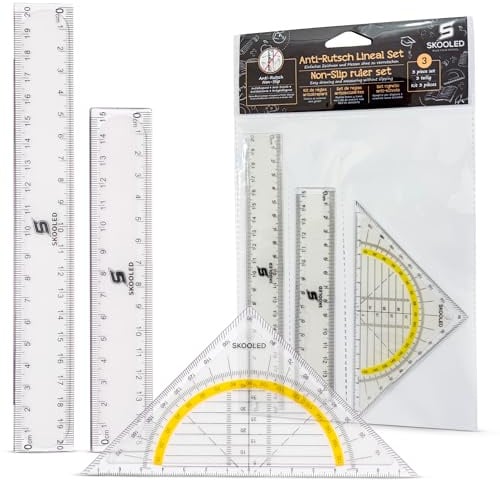 Das AntiRutsch Lineal und Geodreieck 3 in 1 Set rutschfestes Set zum sicheren und einfachen Zeichnen und Messen