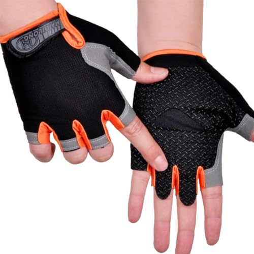 BCBF 1Paar Kinder Fahrradhandschuhe,Kinder Sport Reithandschuhe,Fahrradhandschuhe Für Kinder,Fahrradhandschuhe Gepolstert Fingerlose Straßenreithandschuhe Für Training Rudern Ski（5-12 Jahre）