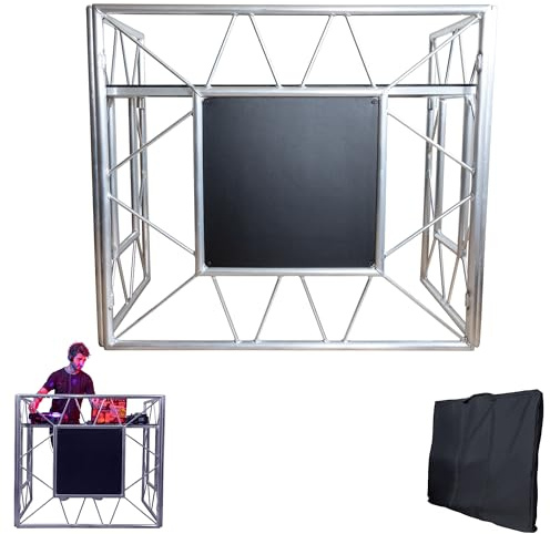 DJ Stand Booth | DJ Stand-Tisch | tragbarer DJ Stand für die ultimative Party | Faltbare DJ Tables | optimale Tischfläche für All Dein DJ Equipment (Grey)