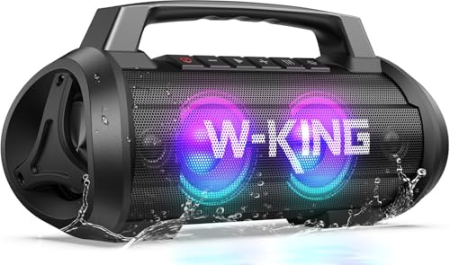 W-KING Bluetooth Lautsprecher, 70W RMS (120W Peak) Super Bass Musikbox Bluetooth Lautsprecher Groß (Schwarz)