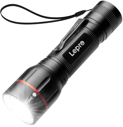 Lepro LED Taschenlampe, LE2050 Extrem Hell Mini Taschenlampen mit Clip, Zoombare Camping batteriebetrieben Flashlight mit 5 Modi, Wasserdicht Torch Light für Outdoor, Wandern, Geschenk, Notfall