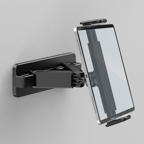 aceyoon Wandhalterung für Tablet, Handy und Geräte von 4,7–12,9, 360° Drehbar Küchen Wandhalterung ohne Bohren Ausziehbar & Schwenkbar Tablet Halterung für iPad, Ideal für Küche/Schlafzimmer