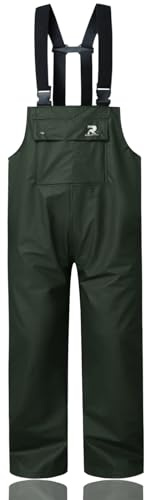 RainRider Regenhose für Herren und Damen, wasserdicht, Regenausrüstung, Latzhose, Hose für Angeln, Jagd, Grün, XXL