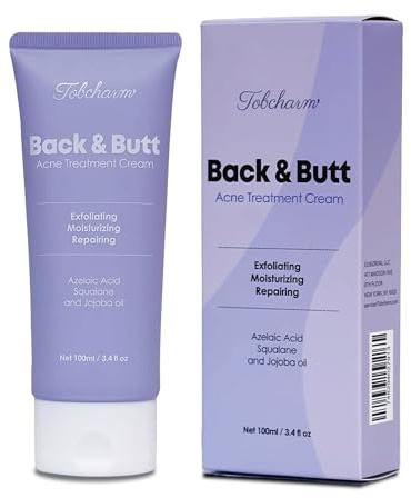 Tobcharm Butt Akne Clearing Behandlung, maximale Stärke Körpercreme für Rücken, Gesäß, Oberschenkel & Brust Akne Entfernung, Hautklärende Lotion für Männer & Frauen, Schaumreiniger für Bacne