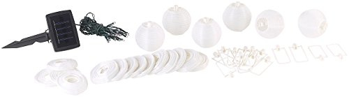 Lunartec Solar Lampionkette: Solar-LED-Lichterkette, warmweiß, mit 20 weißen Lampions, 3,8 m, IP44 (Lampionkette wetterfest, Outdoor, weiß)