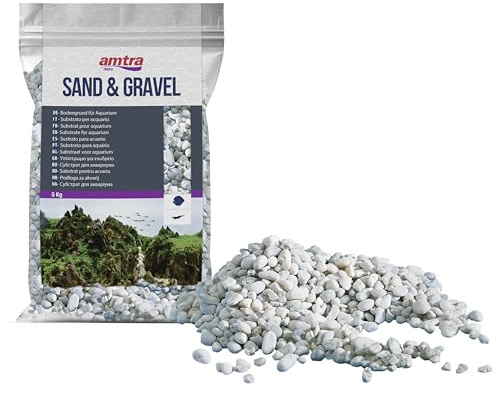 Amtra Croci AMTRA Gravel NOA - Natürlicher Aquarienkies, dekorativer Boden, weiße grobe Körnung 4-8 mm, 5kg-Format