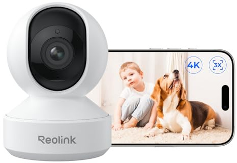 Reolink 4K PTZ WLAN Überwachungskamera Innen, 3X Opt. Zoom, Baby Monitor | 2,4/5 GHz Wi-Fi 6, 3X Optischer Zoom, Auto-Tracking, Indoor Kamera für Kids & Hunde, Mensch/Haustier/Schreierkennung, E1 Zoom