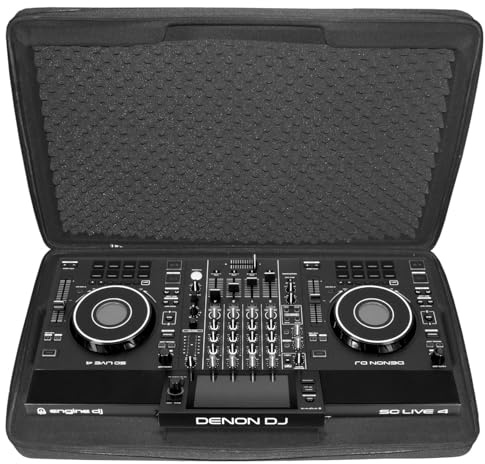 UDG Creator Hardcase für Denon DJ SC Live 4 - Professionelle DJ Schutzhülle aus DuraShock Eva, Wasserabweisend mit Noppenschaum und Schultergurt - Schwarz (U8319BL)