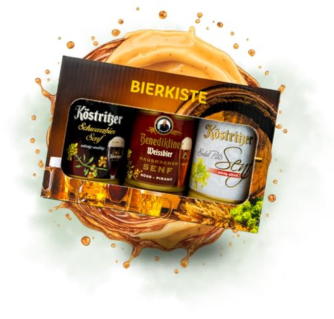 Altenburger Original Bierkiste - drei mit Bier verfeinerte Senfsorten als Geschenk-Set (3-teilig), Geschenkbox für Männer und Frauen