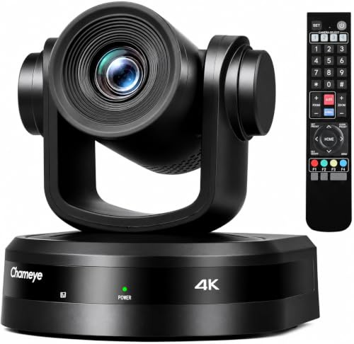 Chameye 4K PTZ Kamera mit KI-Auto-Tracking 10x Optischer Zoom, Konferenzkamera 4K mit HDMI, LAN(PoE), USB 3.0, TF-Kartenaufzeichnung, für Gottesdienst, VIdeokonferenz, YouTube OBS Streaming, C410