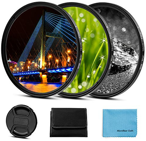 Fotover 82mm Sternfilter 3 Teiliges (4 Punkte, 6 Punkte, 8 Punkte) mit Center Pinch Objektivdeckel for DSLR Kameras + 3 Slot Filterbeutel