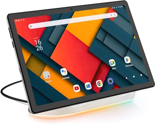 Whitedeer Tablet 10 Zoll Android 14 Octa-Core Tablet mit Ladedock Lautsprecher, 14GB RAM+64GB ROM, AI Cloud Album& 8 Typen von Weißem Rauschen, 1280x800 HD, 5MP+8MP Kamera, Wi-Fi 6&BT 5.3(Schwarz)