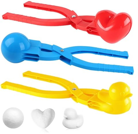 ZoneYan 3er Set Groß Schneeballzange, Schneeball Presse für Kinder, Robuster Schneeball Maker, Schneeball-Clip, Nie mehr Kalte Hände, Einfache Handhabung für perfekte