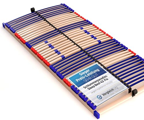 stabiler Lattenrost 100% BUCHE Lattenrahmen - nicht verstellbar, starr - SCHULTERFRÄSUNG, 7 Zonen, 42 Federleisten, Härte-Regulierung, Mittelgurt - FIX SLEEP BEST 42® unmontiert (90x200cm)