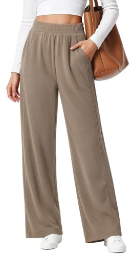 HMIYA Cordhose Damen Weites Bein Stoffhose Mit Taschen | Baumwolle, Elastischer Bund, Herbst, Cordstoff, Lockere Passform, Hochwertig Freizeithose, Alltag