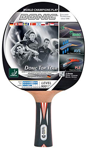 Donic-Schildkröt Tischtennisschläger Top Team 900, AVS & PLS-Griff, 2,0mm Schwamm, Alpha Slick - ITTF Belag