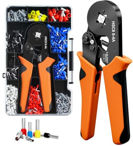 Crimpzange Aderendhülsen Set mit 1250 Aderendhülsenzange Selbsteinstellende 0,25-10mm² Krimpzange Crimp Zange Crimping Pliers mit Kabelendhülsen Krimpzangenset für Heimgebrauch