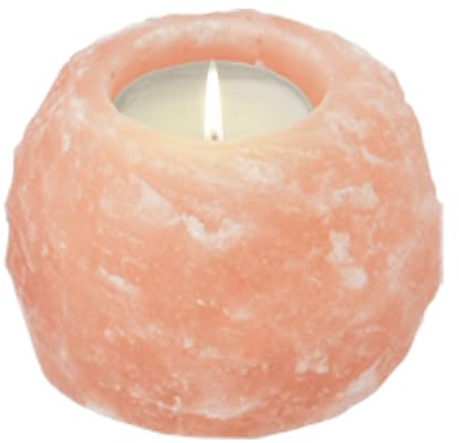Handgefertigter Himalaya Salz Teelichthalter – Unikat aus Kristallsalz für harmonisches Licht und stilvolle Deko, 400g, orange