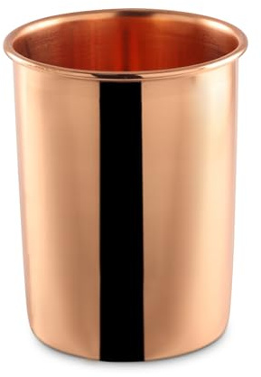 Art of Vedas Authentischer Reines Kupfer Becher | 400ml Trinkbecher für Tamra Jal Wasser | Tägliches Ushapana Ayurvedisches Morgenritual | Lebensmittelechtes Unbeschichtetes Kupfer