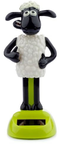 Shaun das Schaf Solar Wackel- Figur schwarz/weiß/grün, Bedruckt, 100% Kunststoff.