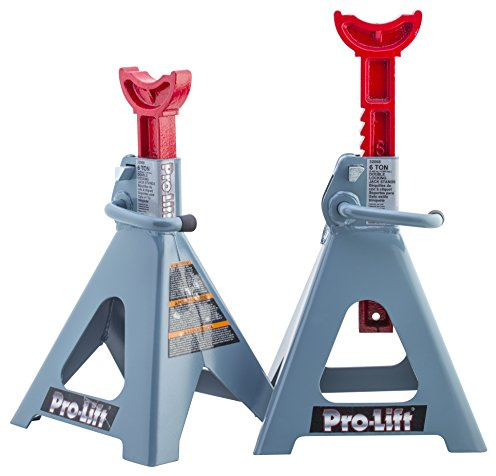 Pro-Lift T-6906D Doppelstift Unterstellbock | Unterstellböcke Kfz - 6 Tonnen, 1 Pack, 18x12 Inch, Grau und Rot