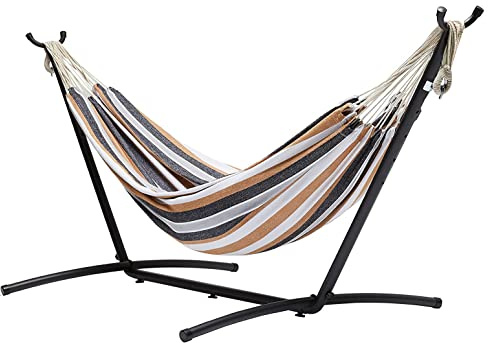 Amazon Basics Hängematte mit Gestell, Stoff, One Size, 117 cm x 300 cm x 100 cm, Mehrfarbig