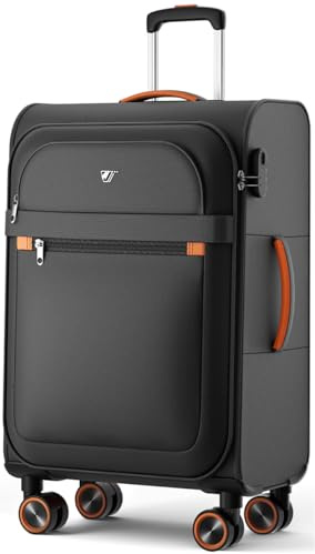 ABISTAB Weichschalenkoffer groß 78x48x30cm - Stoff Koffer Trolley - Leicht Reisekoffer mit 4 Rollen & Zahlenschloss, Handgepäck Koffer, 109 Liter, Schwarz
