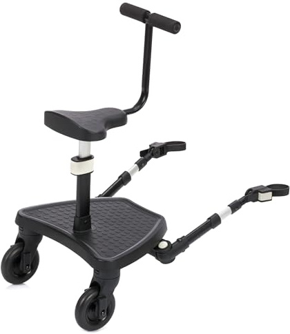 Fillikid FlexiRide Kinderwagen-Trittbrett mit Sitz, Mitfahrbrett, bis 22 kg | Exklusivartikel | Kinderwagen-Trittbrett mit abnehmbarem Sitz | Gefederte rutschfeste Standfläche | Bis 22 kg belastbar
