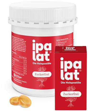 ipalat Halspastillen Zuckerfrei: Bei Heiserkeit & Hustenreiz, mit Primelwurzel, Anis, und Fenchel, mit Menthol, 400, 40 Halspastillen, 556.0 grams