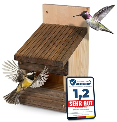 Oramics Halbhöhlen Nistkasten zum Aufhängen für Garten, Balkon und Terrasse - Vogelhaus für Wildvögel und Gartenvögel – Nisthaus wetterfest für draußen, ideal für Vögel Aller Art
