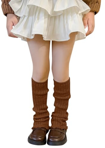 Kinderstulpen Ballettstulpen Kleinkinder Sport Tanzstulpen Weiche Legwarmer für Mädchen Baby Beinwärmer Kniestrümpfe Leggings Warme Beinstulpen Grobstrick Beinstulpen (Brown, One Size)
