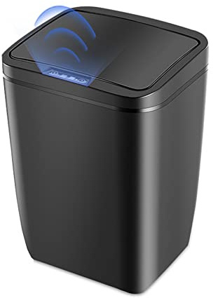 WMLBK Automatic Mülleimer 12 Liter Bewegungssensor-Mülleimer Mülleimer Automatisch mit Deckel Berührungsloser Mülleimer für Küche, Badezimmer,Bad oder Büro (Schwarz)