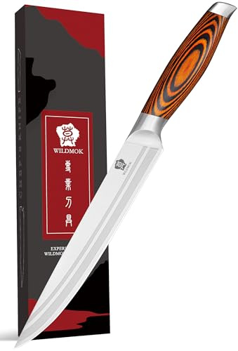 WILDMOK Tranchiermesser 20,5cm Schneidemesser Fleischmesser Deutsch Hochgekohlter Edelstahl mit Pakkawood Griff