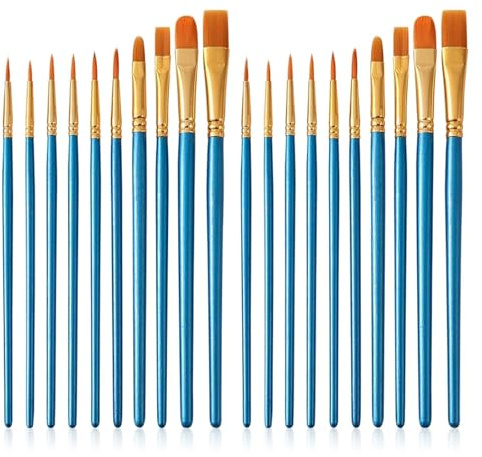 Quelcc 20 Stück Künstlerpinsel, Pinselset, Pinselset Acrylfarben, Aquarellpinsel, Pinsel Set, Pinsel Acrylfarbe, Künstler PinselSets, für Malliebhaber,Anfänger, Blau