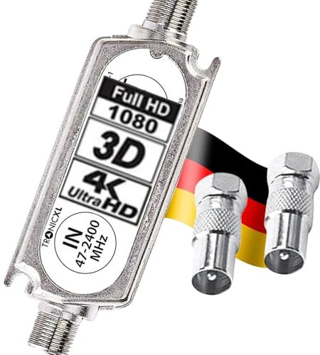 TronicXL Profi 20dB DVBS2 DVB-S2 Satelliten-Leitungsverstärker Inline Breitband SAT Verstärker TV PreAmp Inlineverstärker für Satelliten Fernsehen und DVB-T