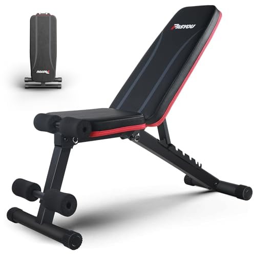 PASYOU Hantelbank Klappbar Verstellbar, Multifunktions Trainingsbank Schrägbank für Ganzkörper-workout，10 in 1 Fitnessbank für zu Hause oder im Fitnessstudio, 230kg Gewichtskapazität