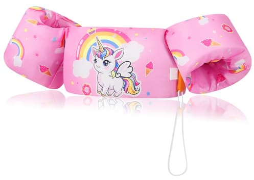 MoKo Kinder Schwimmflügel, Schwimmweste 9-23 kg, Rosa Einhorn