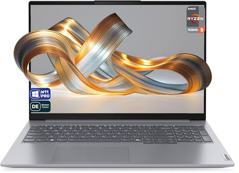 Lenovo ThinkBook 16 G7 ARP Business Laptop, AMD Ryzen 5-7535HS, 32 GB DDR5 RAM, 1 TB PCIe SSD, 16 WUXGA Display, AMD Radeon 660M Graphics, Deutsches Tastatur-Layout, Windows 11 Pro, Arctic Grey