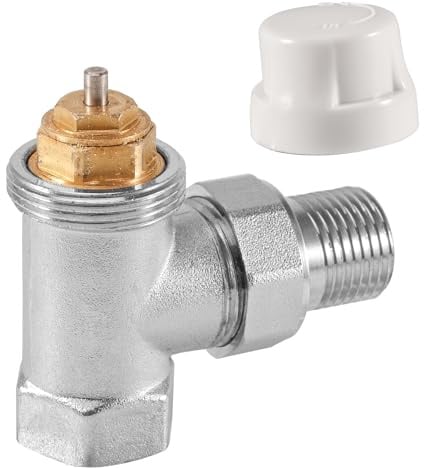 Tulov G1/2 Thermostatventil,Messing 1/2 Rücklaufverschraubung,Durchgangventil 1/2 Zoll mit Gewindeanschluss,Heizungsventil,Heizkörperventil,Thermostatkopf Temperatur Regel Ventil für Heizkörper
